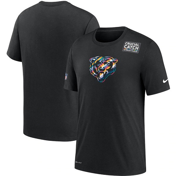 Men's Chicago Bears Black Sideline Crucial Catch Performance T-Shirt 2020